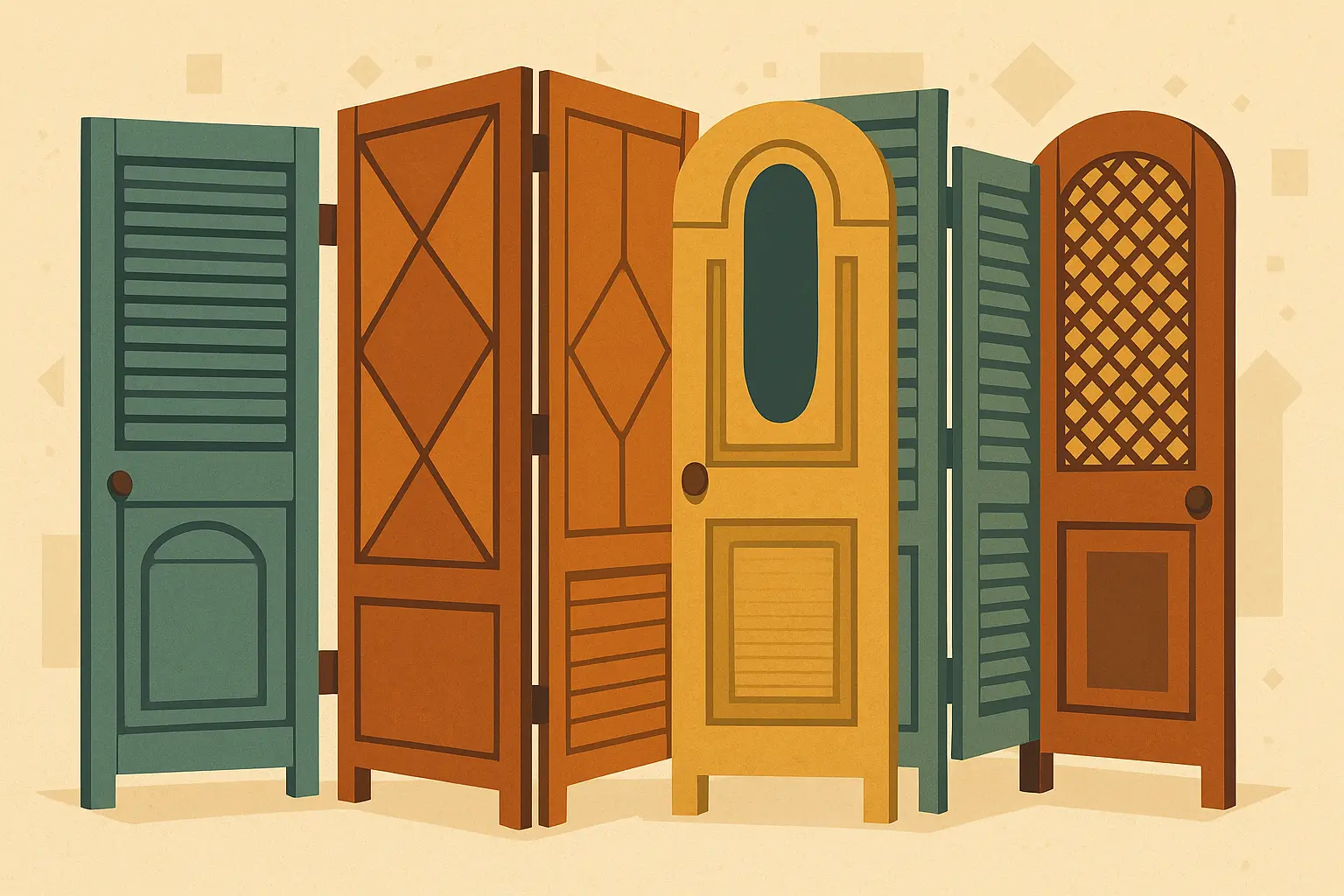 Repurposed material privacy screen with vintage doors