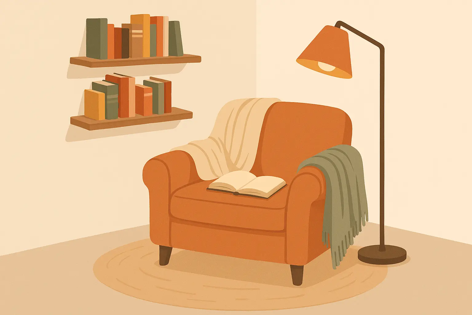 Cozy reading corner with comfortable chair and good lighting