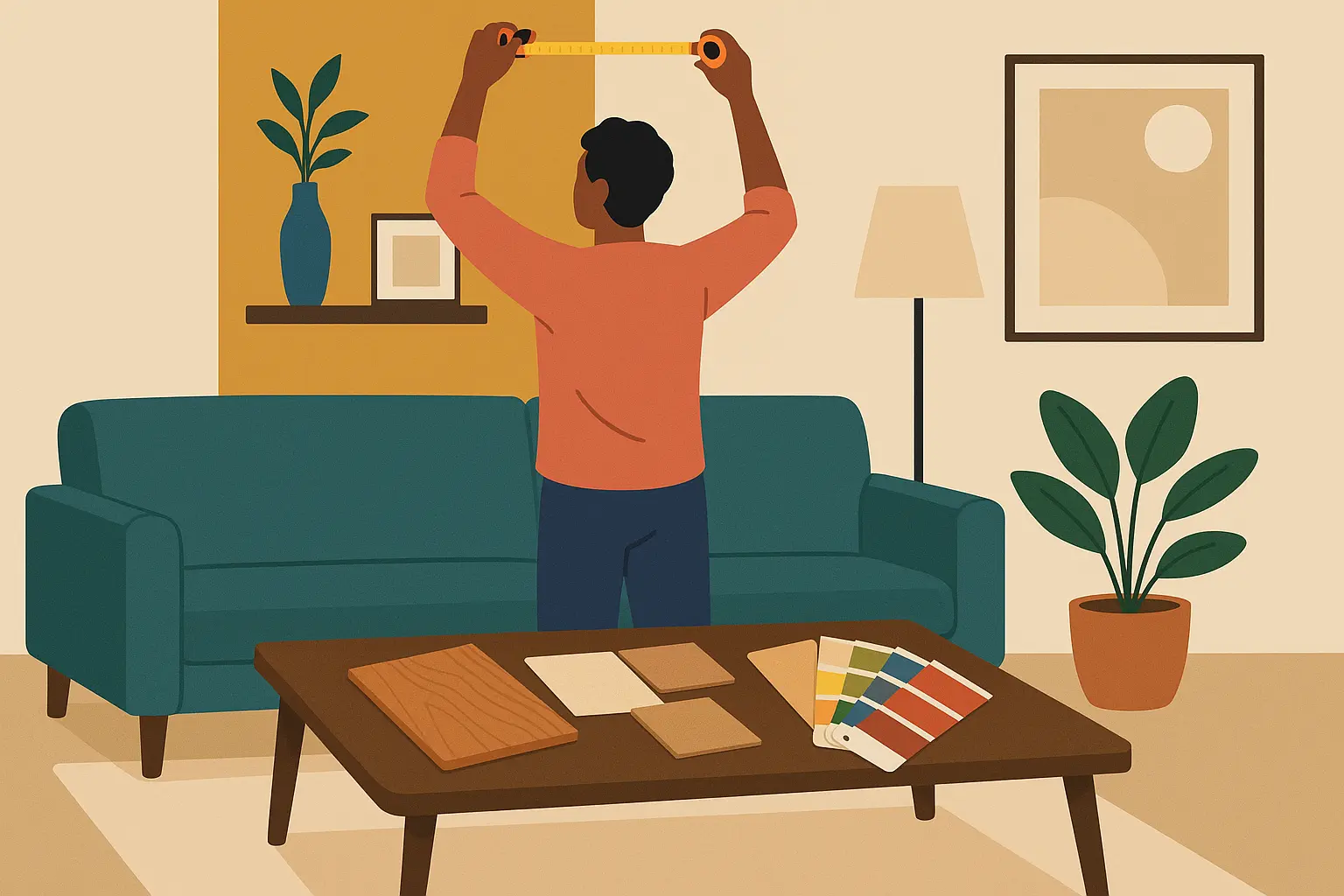 Modern living room with accent wall planning considerations