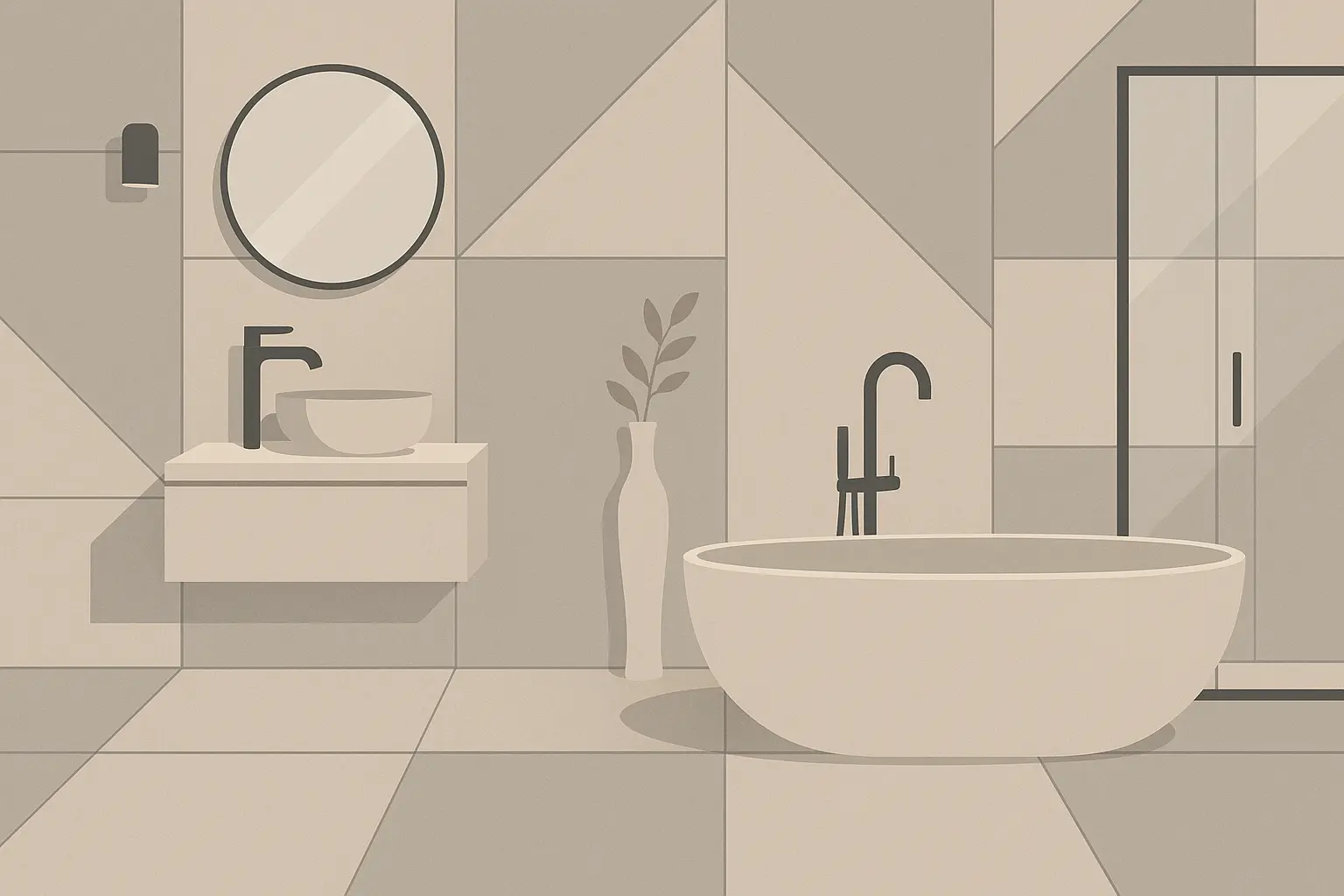 Large format tiles in bathroom