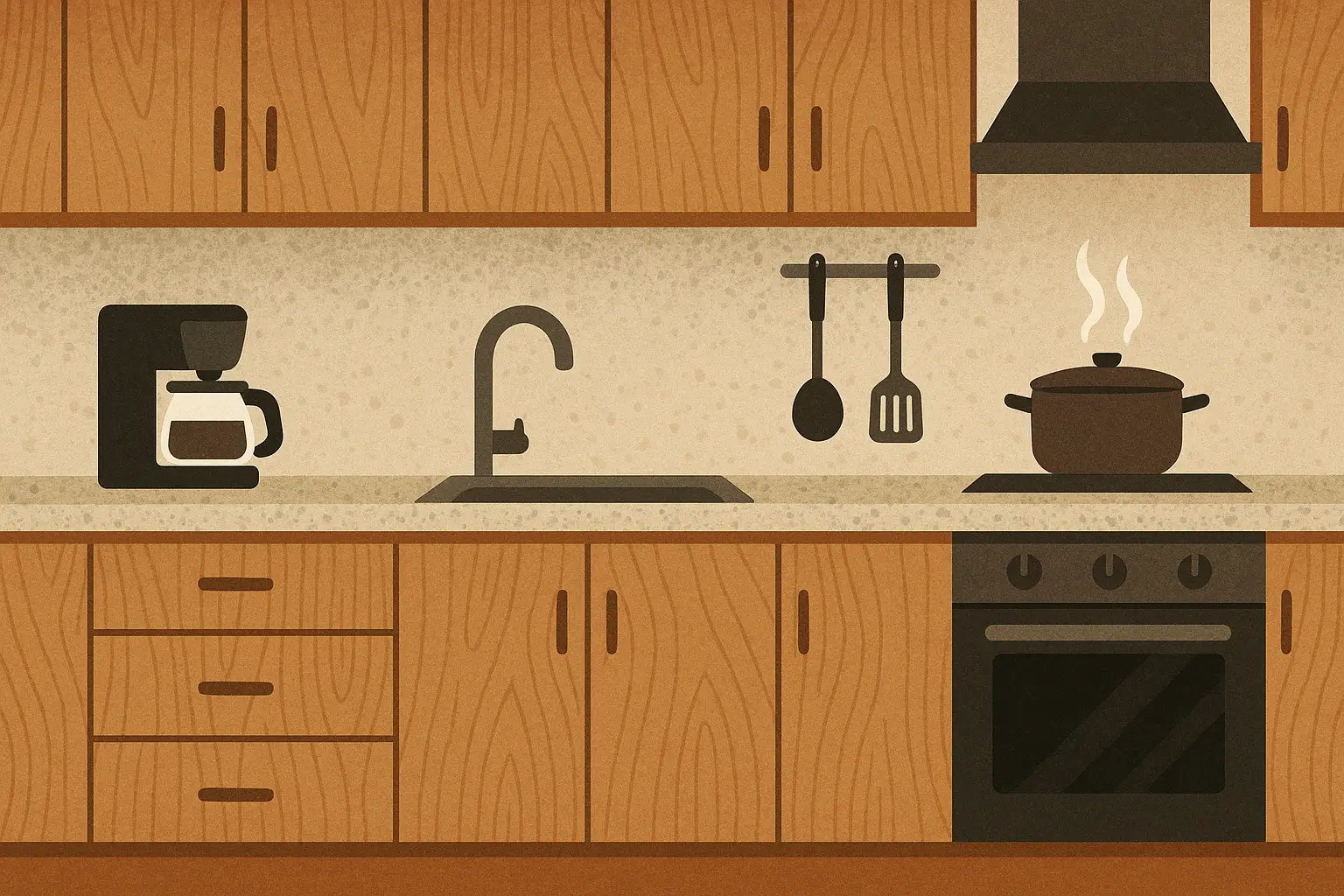 Mixed materials in galley kitchen