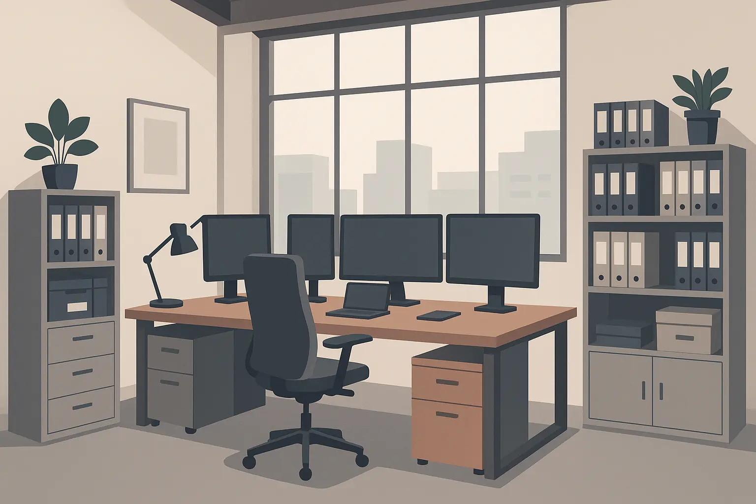 Executive home office loft workspace