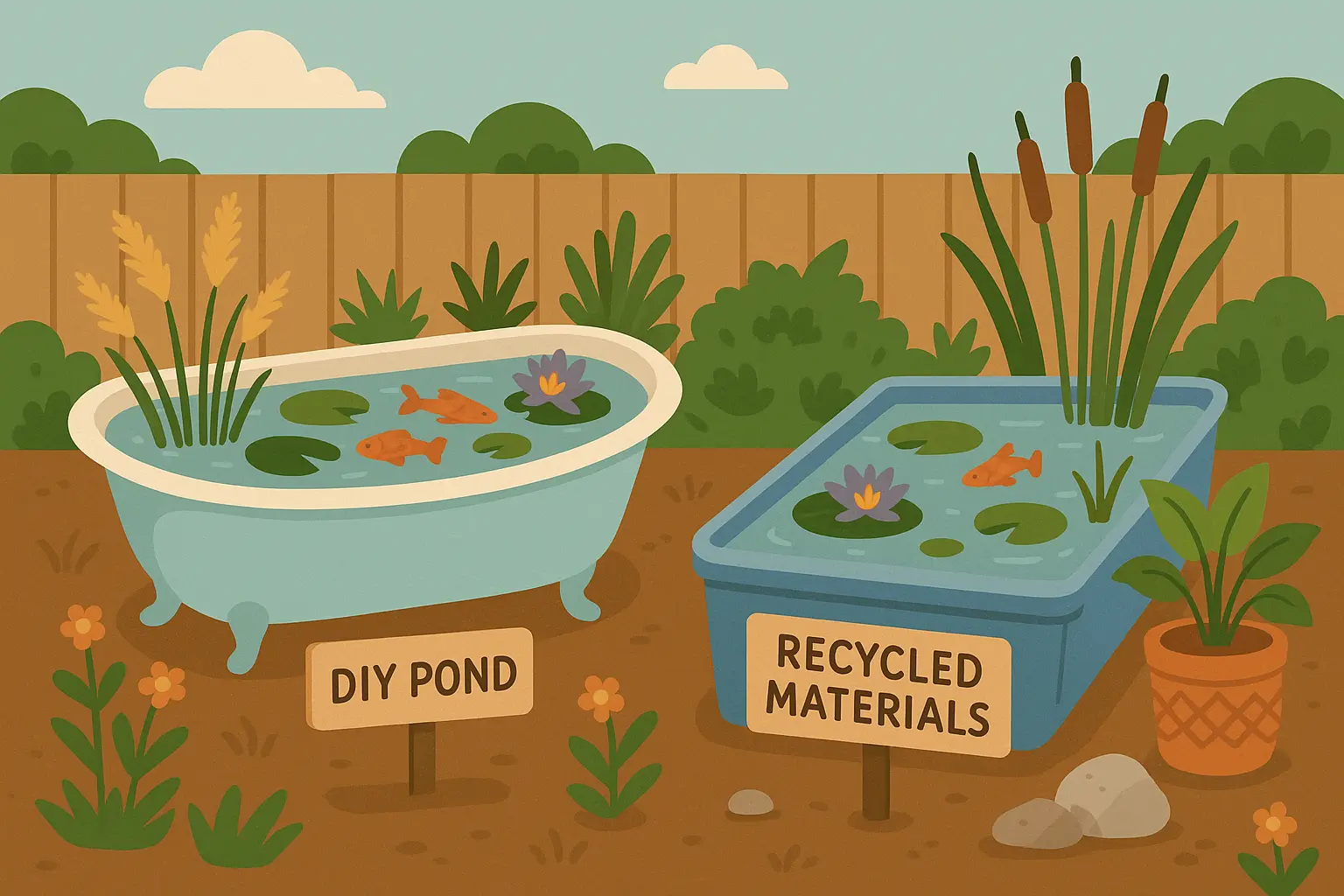 DIY recycled material pond