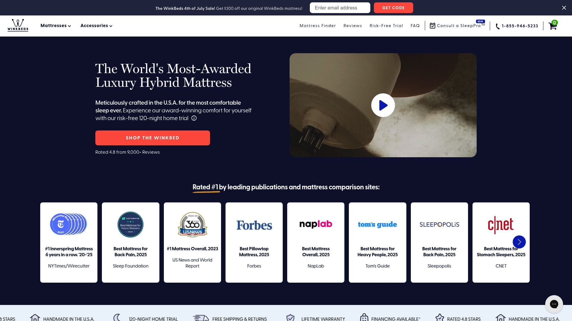 Screenshot of winkbed.com