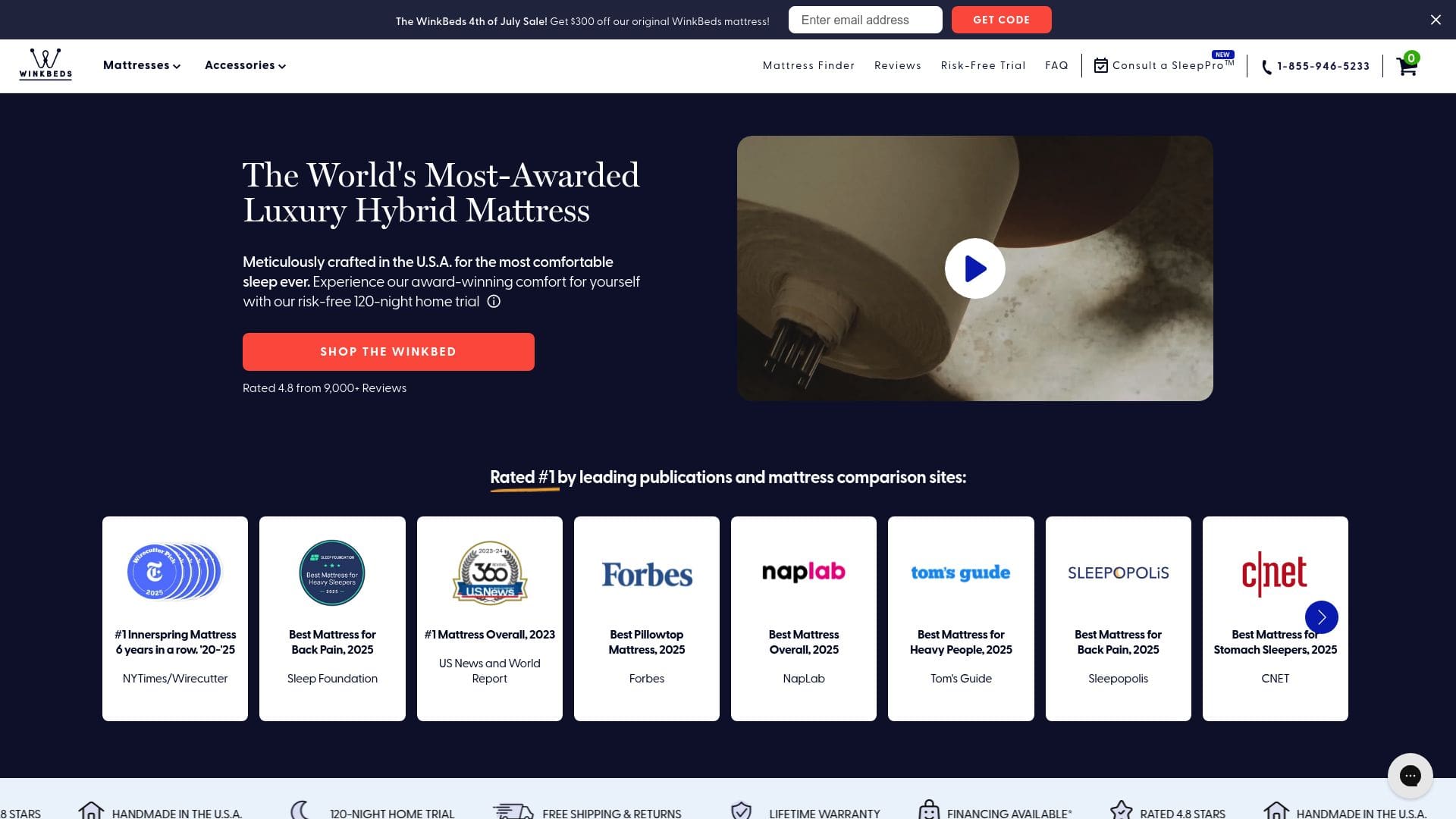 Screenshot of winkbeds.com
