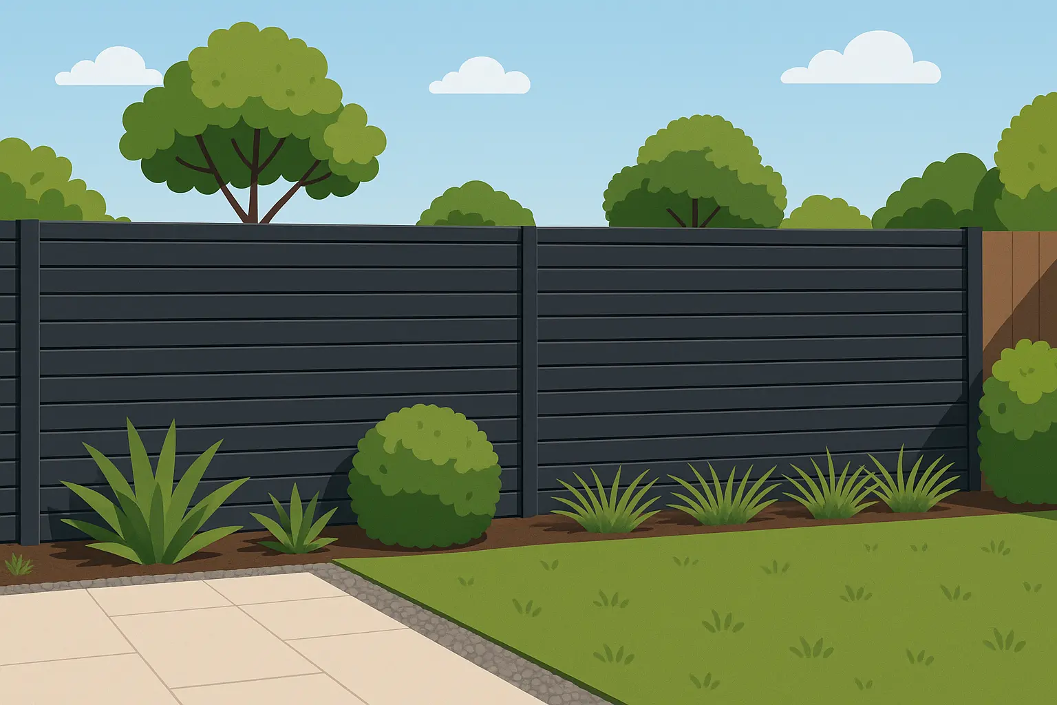 Aluminum horizontal slat fence
