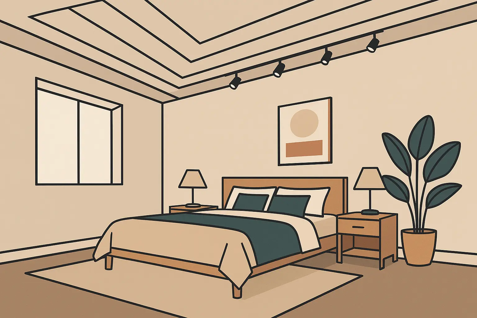 Geometric linear tray ceiling design