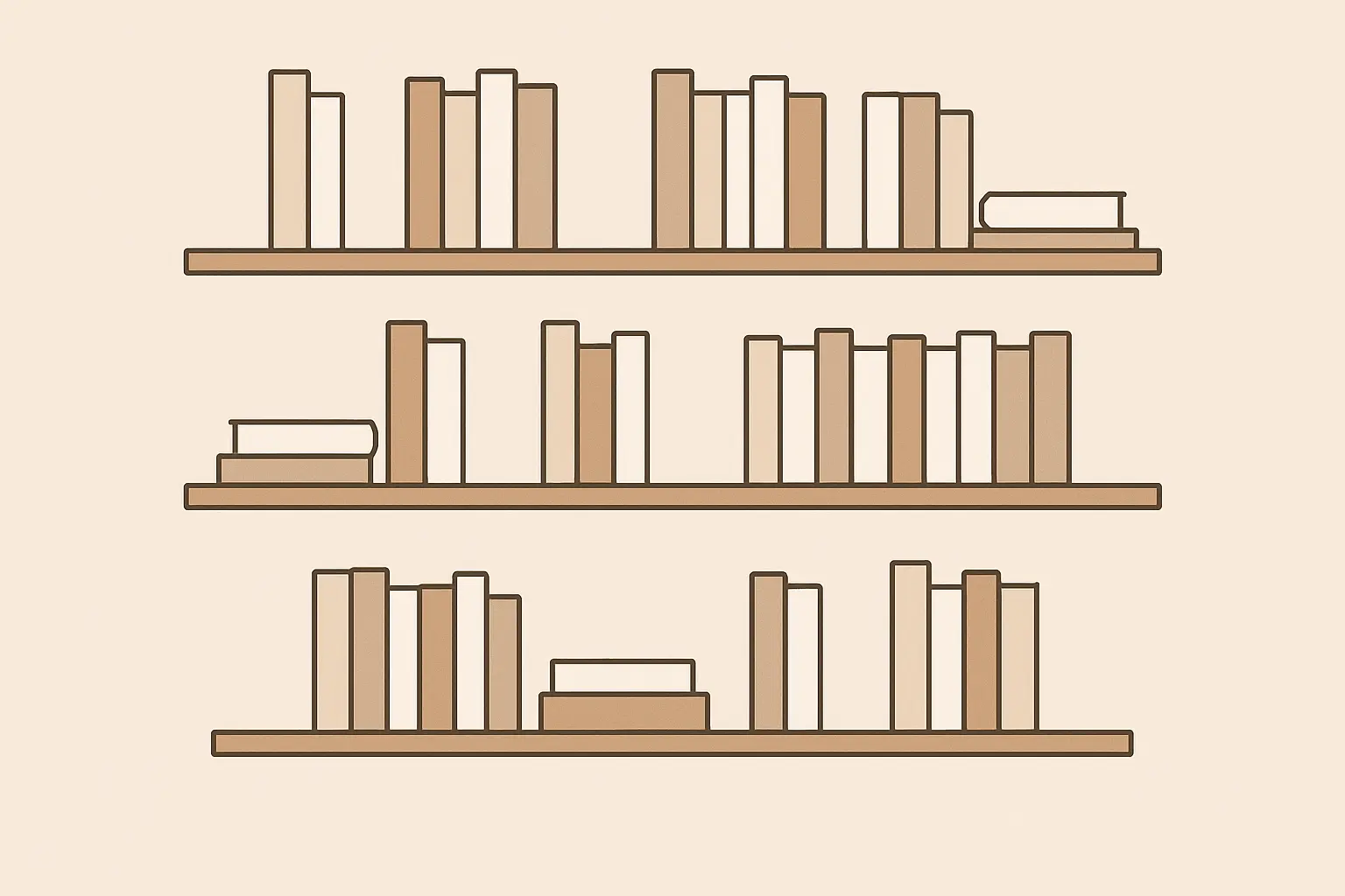 Minimalist floating shelves library display
