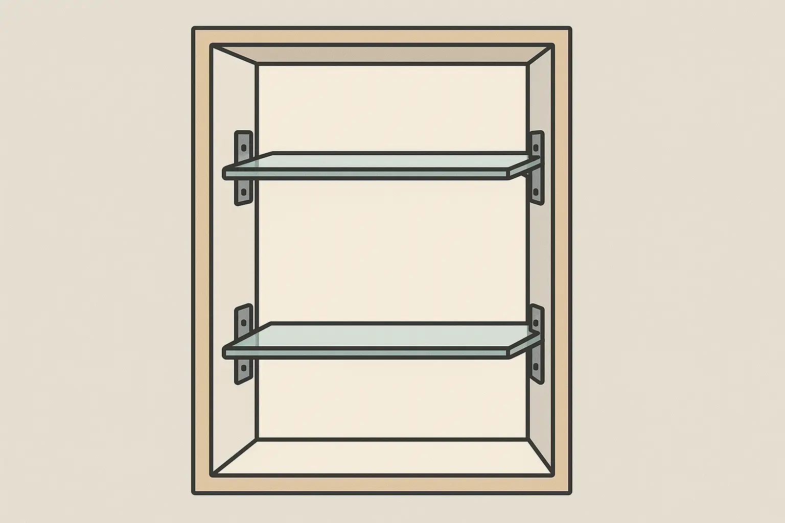 Open shelf bracket system in shower niche