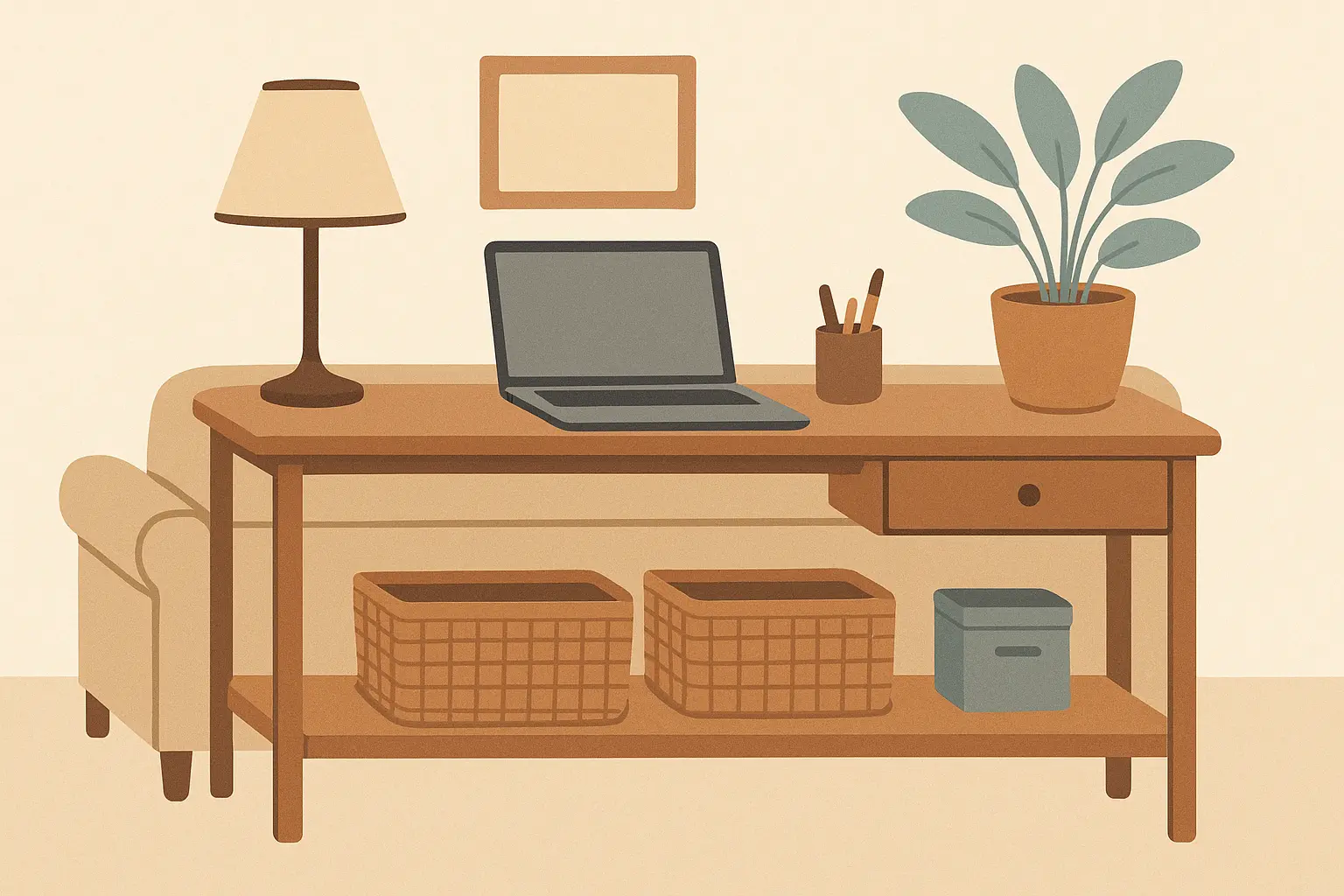Multi-functional living room with work area