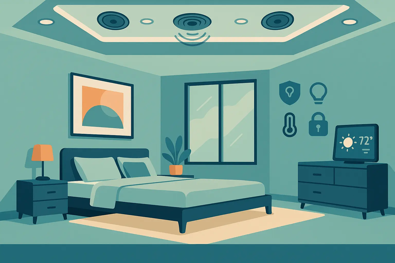 Smart home technology integration tray ceiling