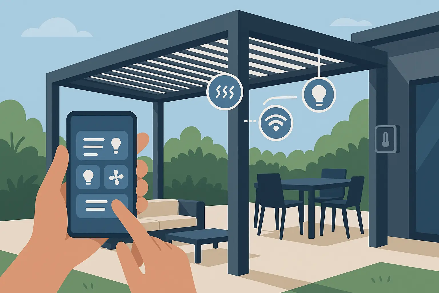 High-tech motorized pergola system