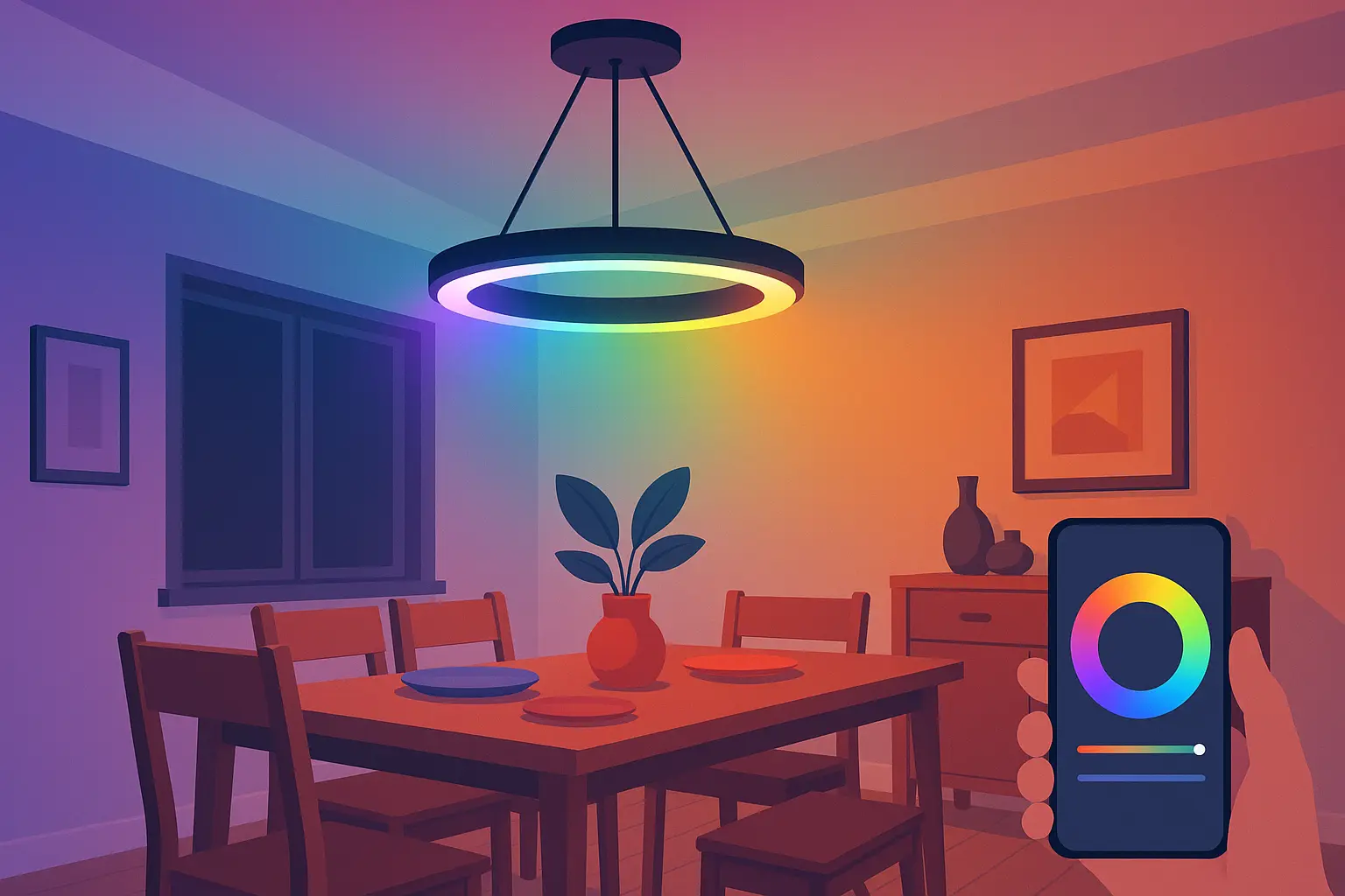 Smart color-changing LED chandelier