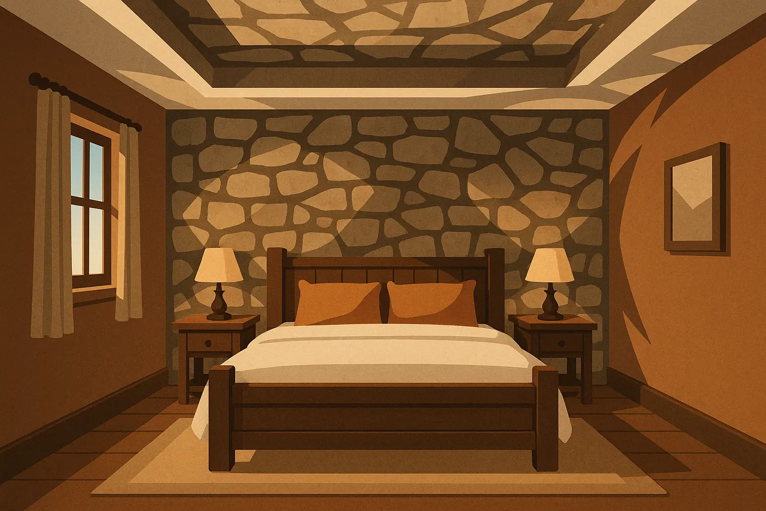 Stone accent tray ceiling