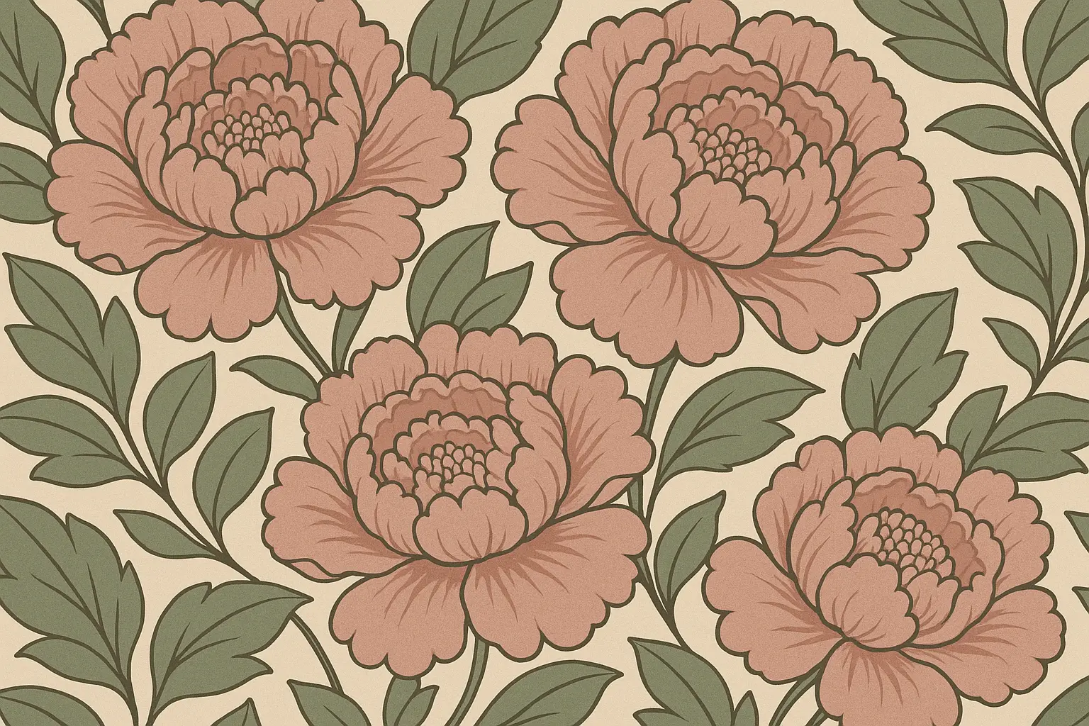 Oversized floral wallpaper with large-scale blooms