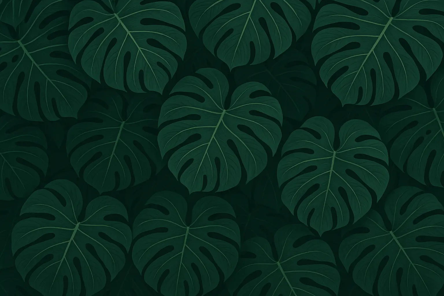 Tropical leaf wallpaper with large-scale monstera pattern