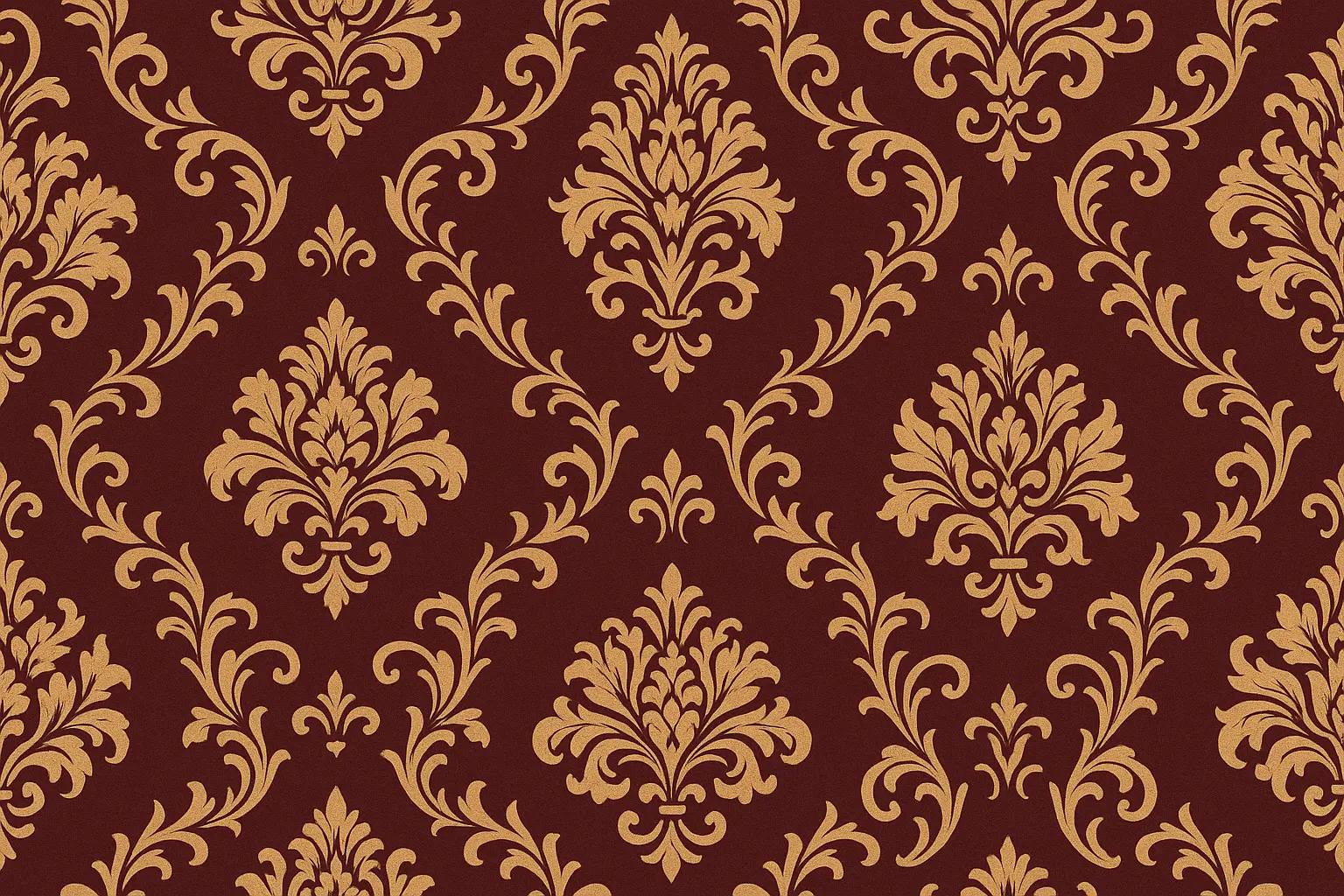 Victorian damask mural in formal dining room