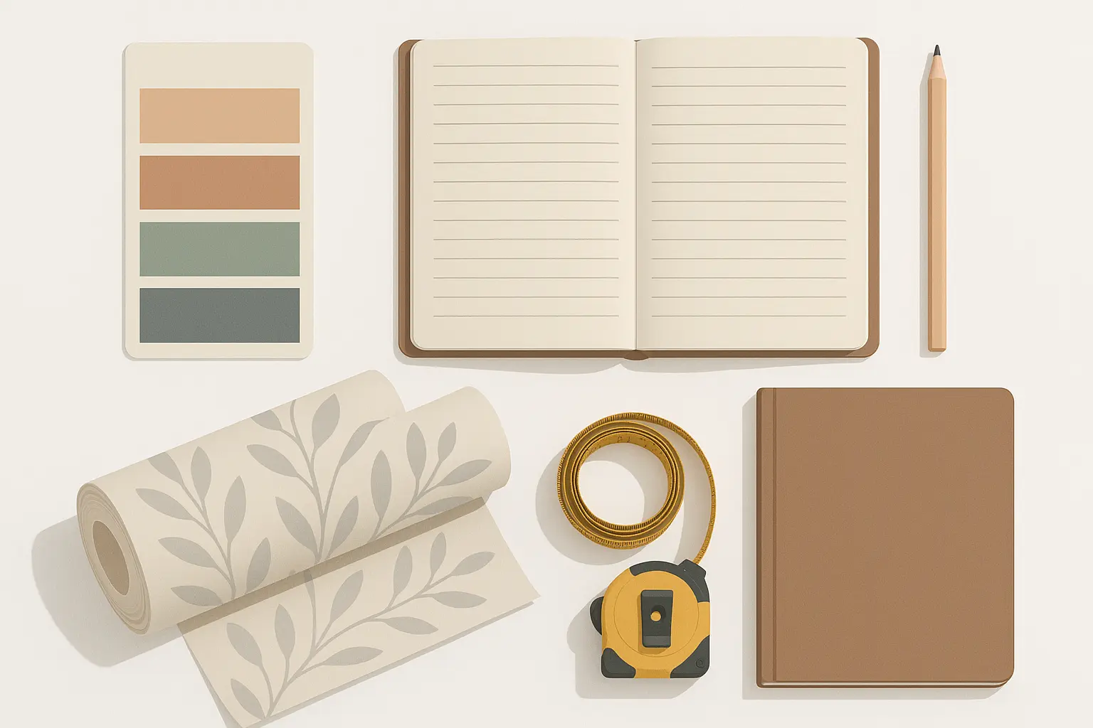 DIY wallpaper planning tools and materials