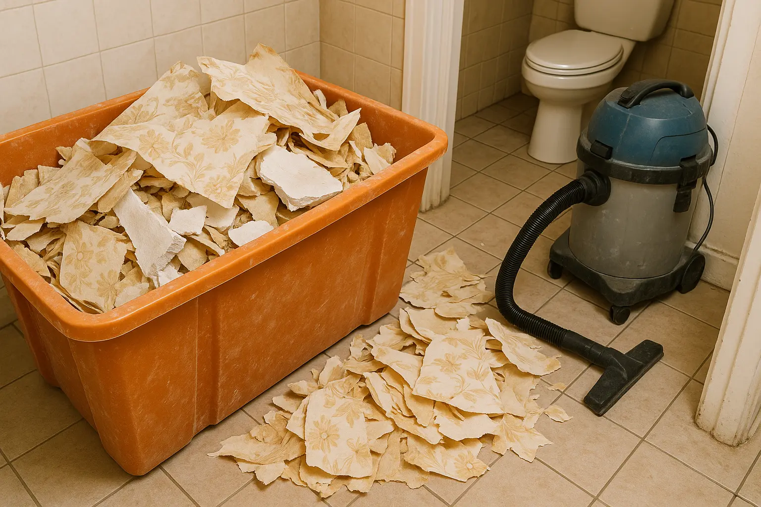 Professional cleanup service removing renovation debris