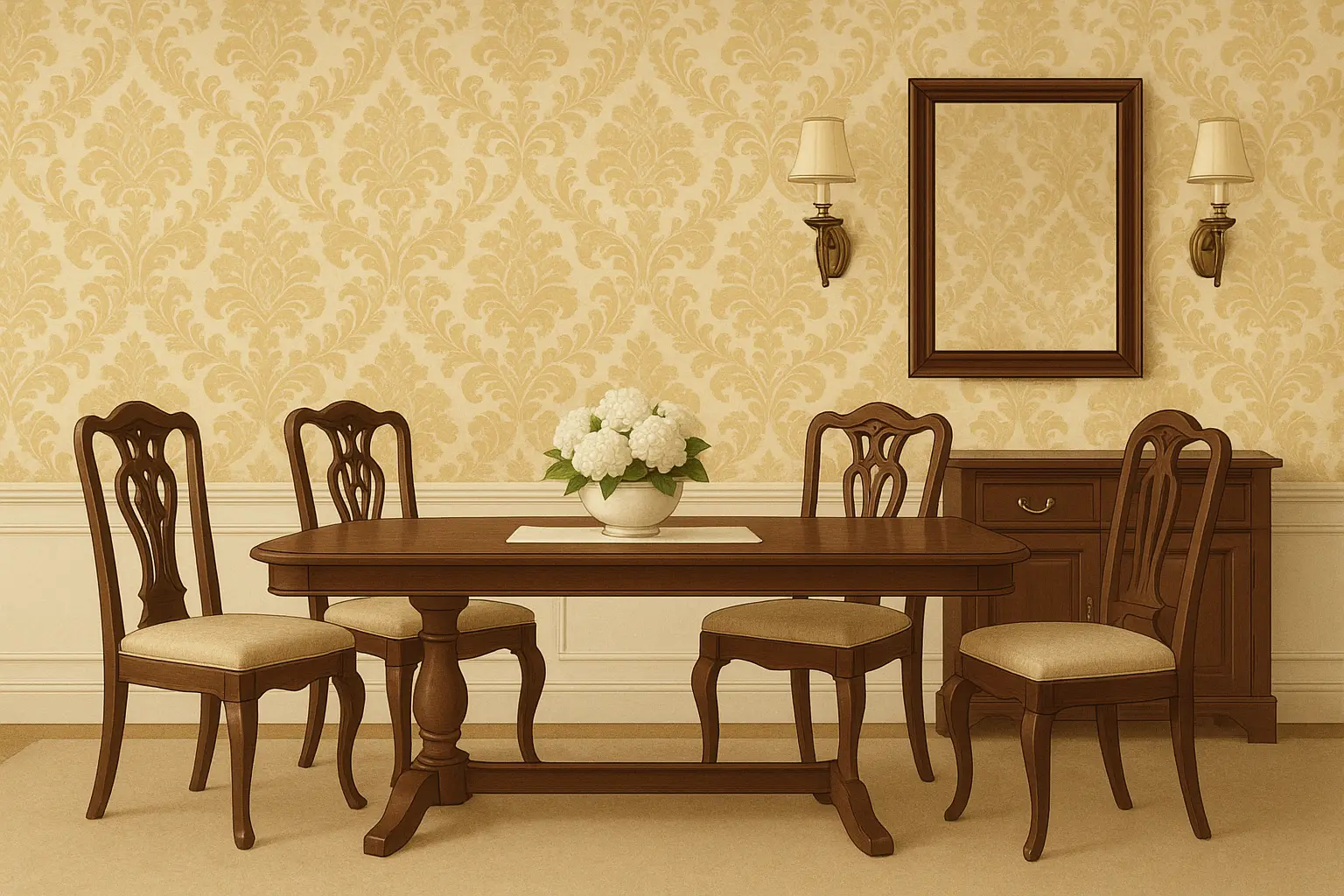 Traditional damask wallpaper pattern