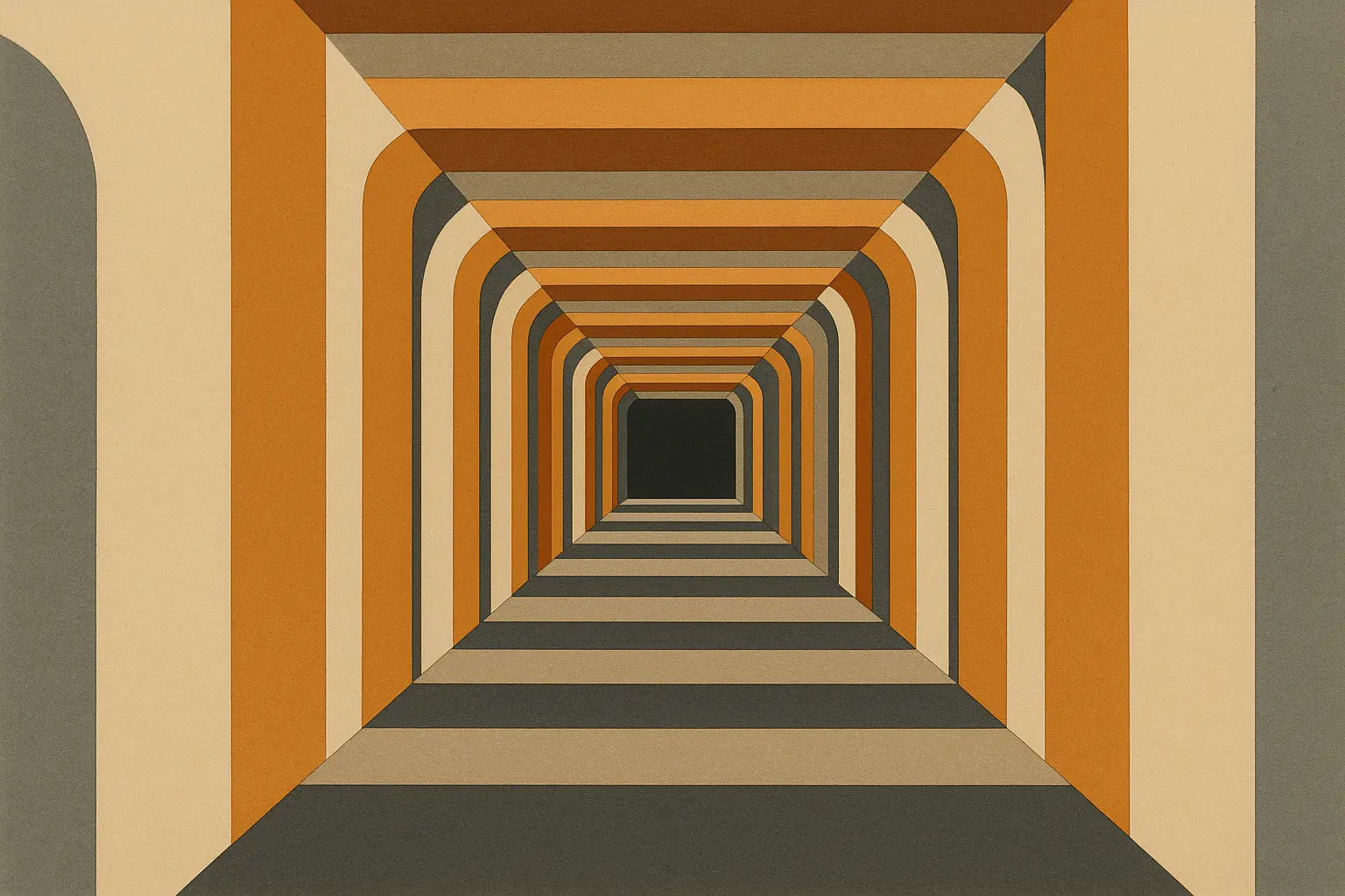 3D optical illusion tunnel mural