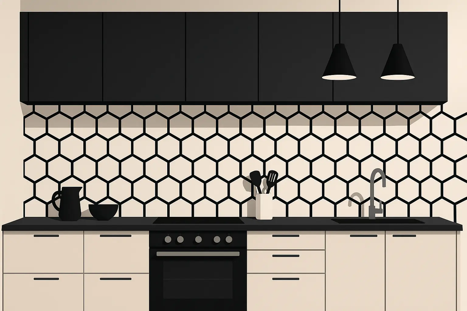 Modern geometric kitchen wallpaper pattern