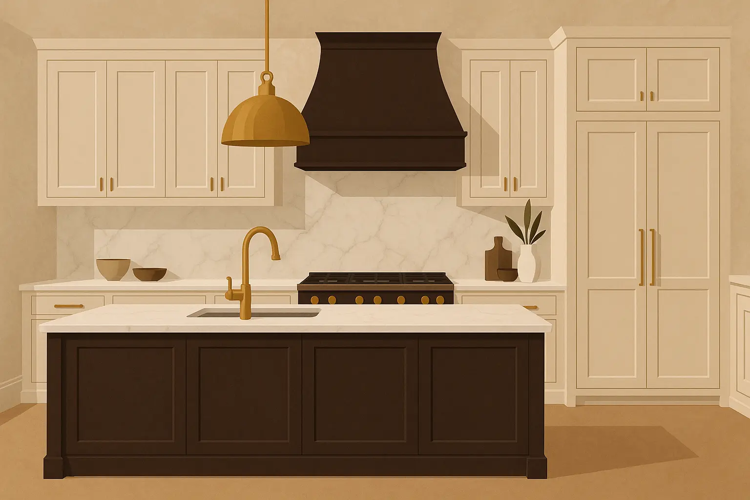 Faux finish kitchen wallpaper effect