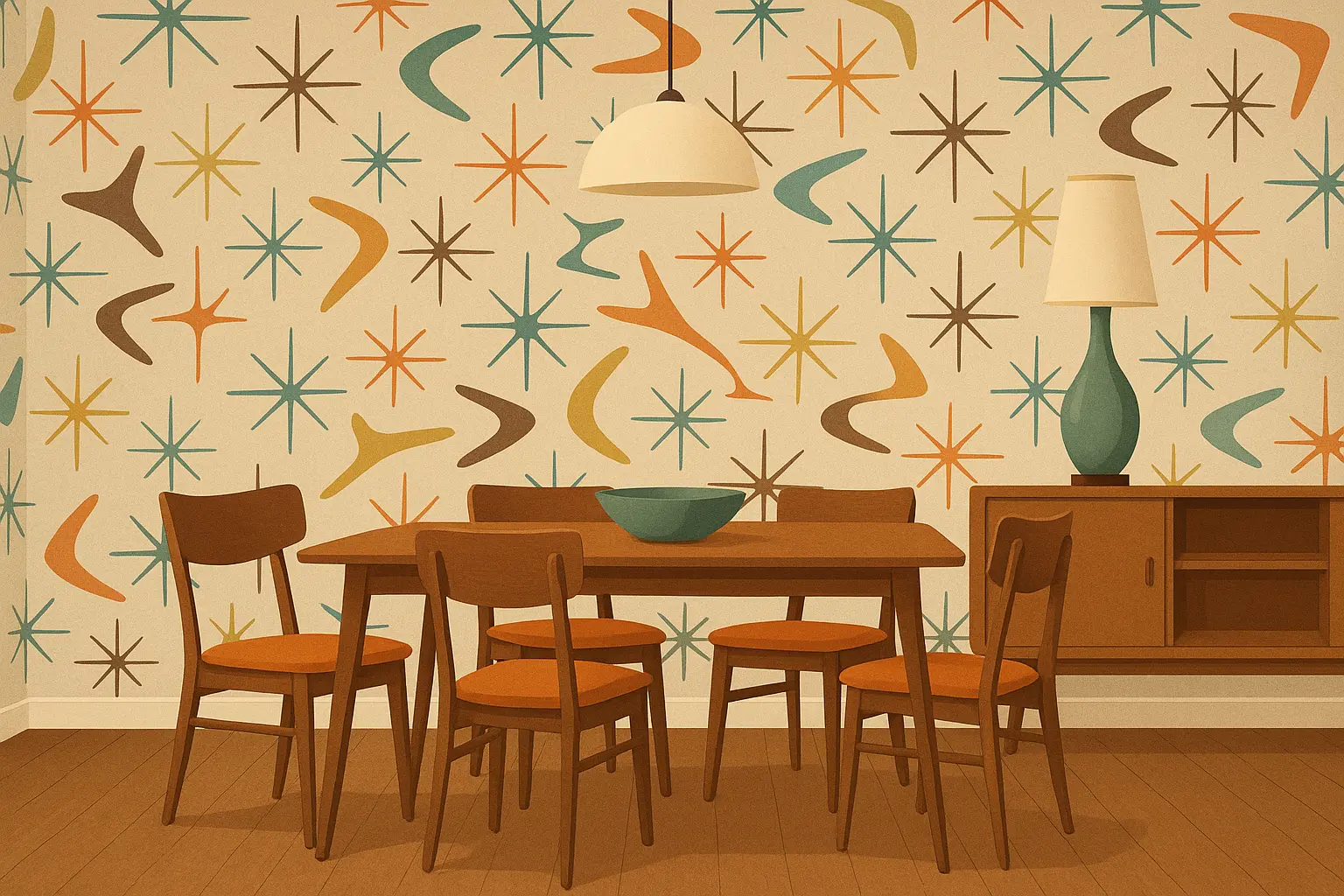 Mid-century atomic pattern wallpaper