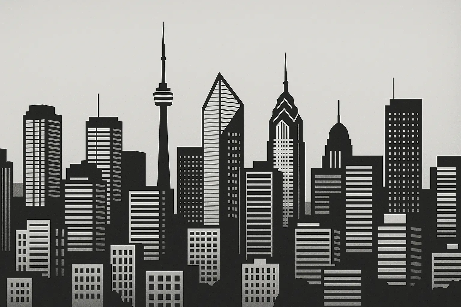 Large-scale mural wallpaper showing cityscape scene