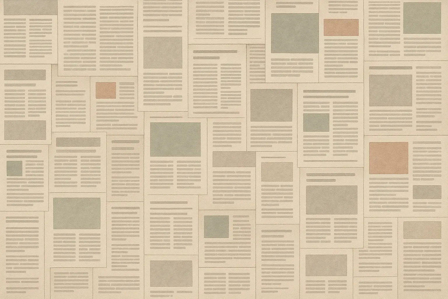 Newspaper and magazine collage wall
