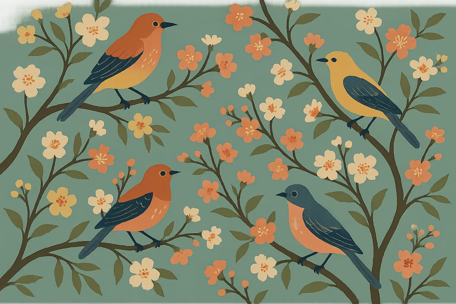 Classic chinoiserie wallpaper design