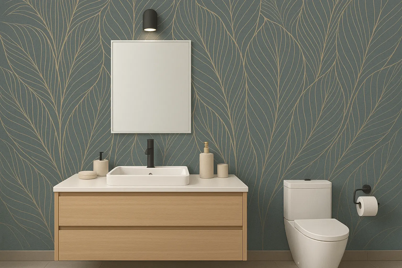 Bold bathroom wallpaper transformation