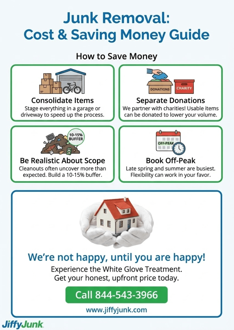 Infographic of How Much Does Junk Removal and Hauling Cost? Understanding the Average Price Per Hour of Junk Removal Service So You Can Budget for Your Project from JiffyJunk.com