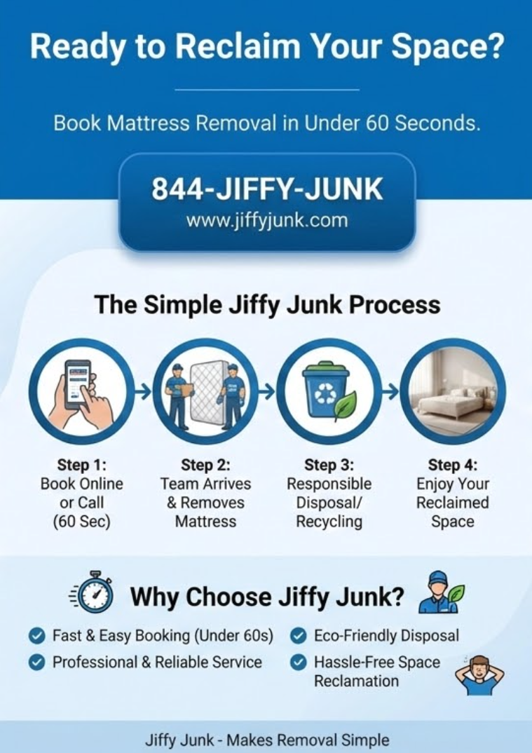 Infographic of Best Old Used Bed and Mattress Pickup and Disposal Service With Cheap Prices Near Me: Jiffy Junk Makes Removal Simple