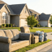 View of discarded couch and old furniture left on a residential curb for disposal, illustrating the decision between municipal pickup and professional haul away services from JiffyJunk.com.