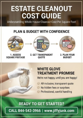 Infographic of How Much Does an Estate Cleanout Company Cost? Understanding Whole House Cleanout Cost Per Square Foot So You Can Plan and Budget With Confidence from JiffyJunk.com