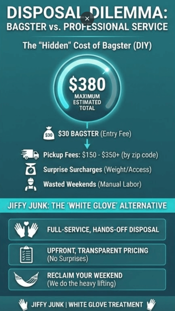 Infographic of How Much Does Bagster Dumpster Bag Pickup Cost? The True Expense Explained—Plus a Hassle-Free Alternative From Jiffy Junk