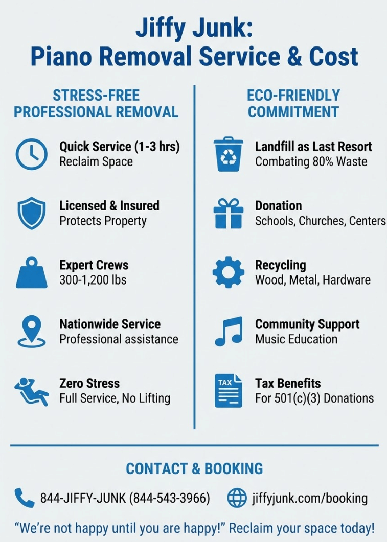 Infographic of Piano Removal Service & Cost | Jiffy Junk