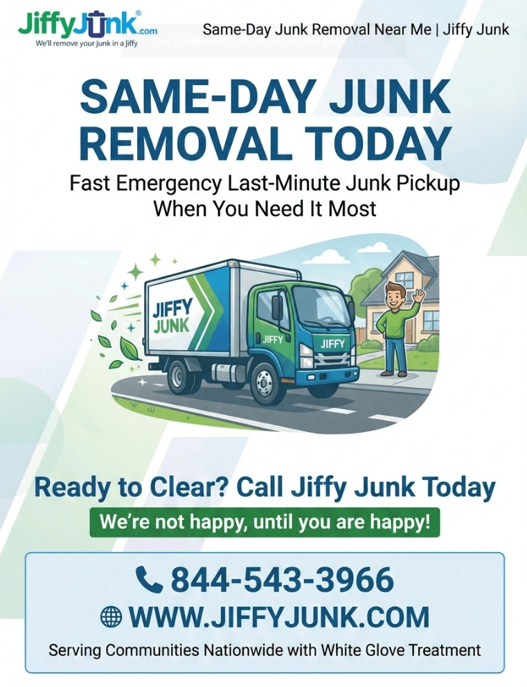 Infographic of Same-Day Junk Removal Near Me | Jiffy Junk