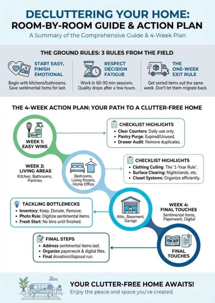 Infographic of Decluttering Guide: Room by Room Checklist