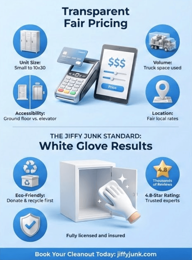 Infographic of Storage Unit Cleanout Service Near Me | Jiffy Junk