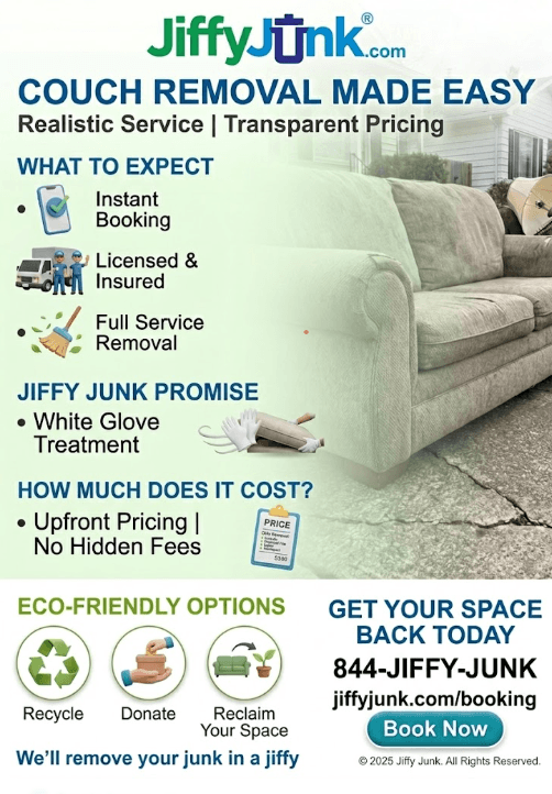 Infographic of Couch Removal Service Near Me | Cost & Pickup