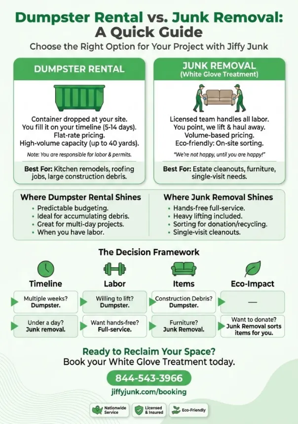 Infographic of Dumpster Rental vs Junk Removal: Which Is Better?