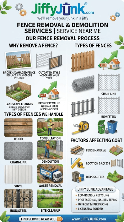 Infographic of Fence Removal & Demolition Service Near Me | Cost