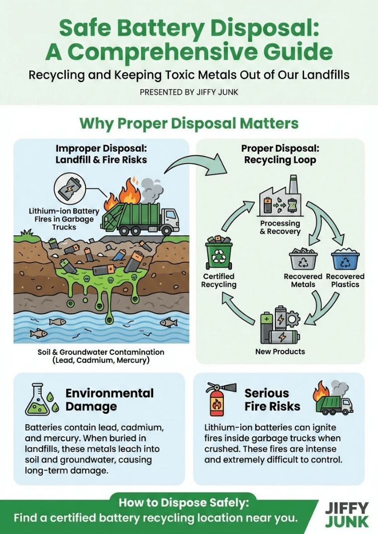 Infographic of How to Dispose of Batteries Safely Near Me | Guide