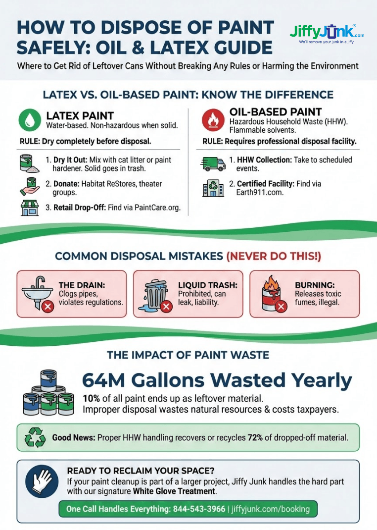 Infographic of How to Dispose of Paint Safely | Oil & Latex Guide