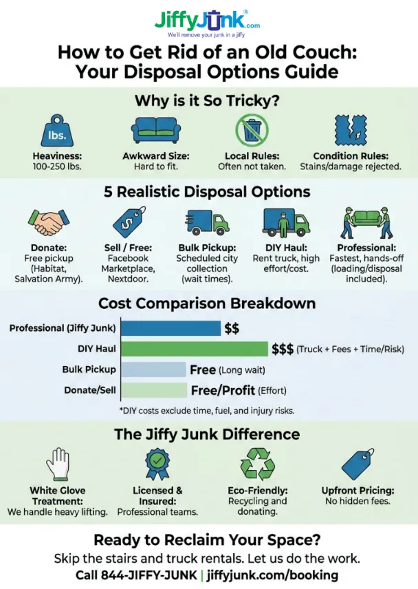 Infographic of How to Get Rid of a Couch | Disposal Options Guide