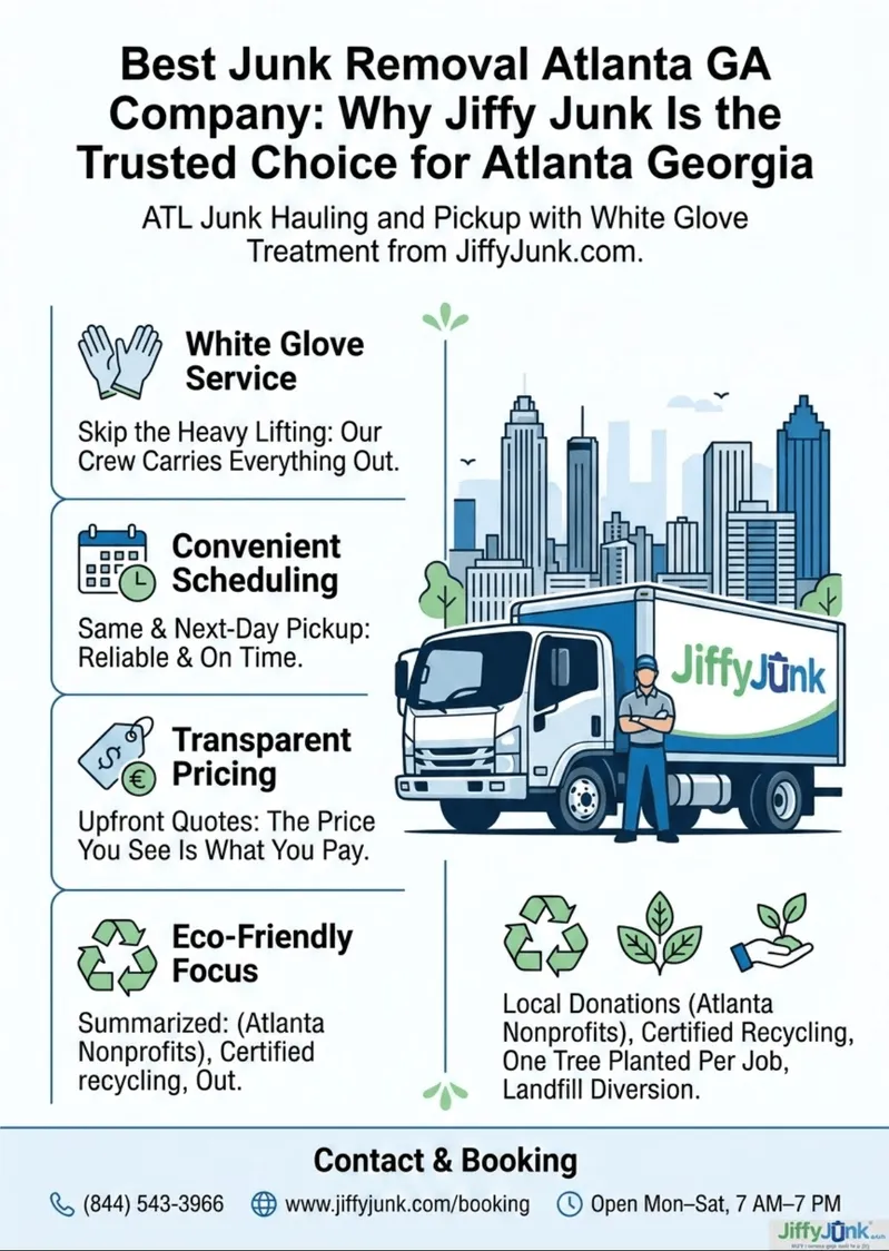 Infographic of Best Junk Removal Atlanta GA Company: Why Jiffy Junk Is the Trusted Choice for Atlanta Georgia ATL Junk Hauling and Pickup with White Glove Treatment from JiffyJunk.com