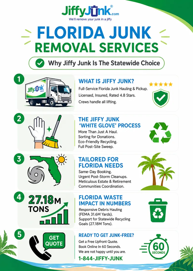 Infographic of Best Junk Removal Florida Company: Why Jiffy Junk Is the Trusted Choice for South Florida Junk Hauling and Pickup Services Across the State from JiffyJunk.com