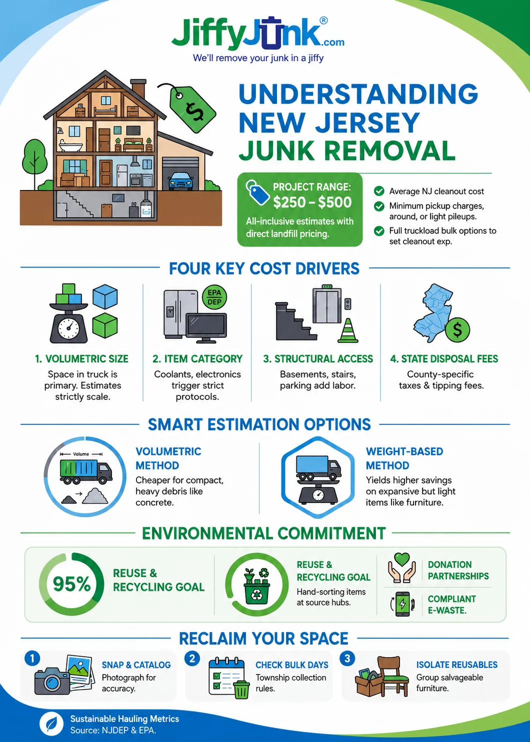 Infographic of How Much Does Junk Removal Cost in New Jersey? A Complete NJ Prices and Pricing Guide to Help You Budget Your Cleanout Project with Confidence from JiffyJunk.com